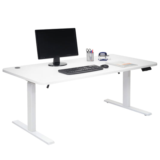 Bureau MCW-D40, computerbureau, elektrisch in hoogte verstelbaar 160x80cm 53kg MVG ~ wit, wit