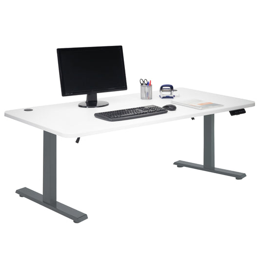Bureau MCW-D40, computerbureau, elektrisch in hoogte verstelbaar 160x80cm 53kg MVG ~ wit, antracietgrijs