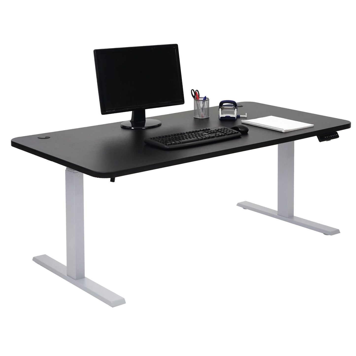 Bureau MCW-D40, computerbureau, elektrisch in hoogte verstelbaar 160x80cm 53kg MVG ~ zwart, grijs