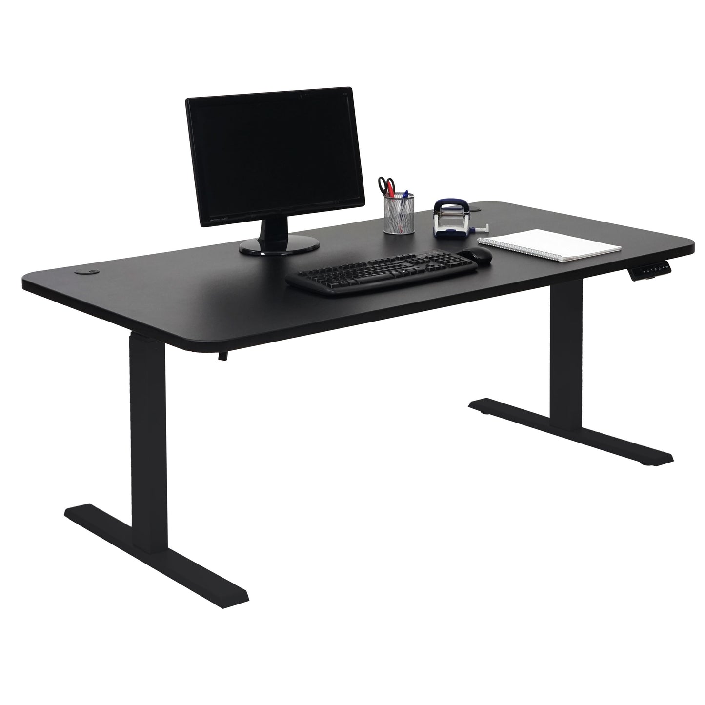 Bureau MCW-D40, computerbureau, elektrisch in hoogte verstelbaar 160x80cm 53kg MVG ~ zwart, zwart