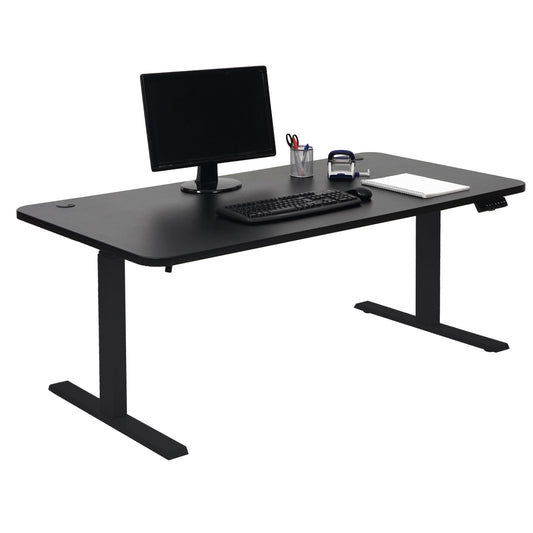 Bureau MCW-D40, computerbureau, elektrisch in hoogte verstelbaar 160x80cm 53kg MVG ~ zwart, zwart