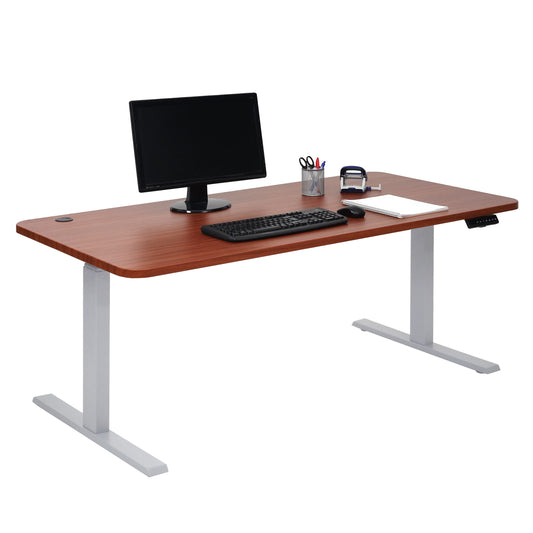 Bureau MCW-D40, computerbureau, elektrisch in hoogte verstelbaar 160x80cm 53kg MVG ~ naturel, grijs