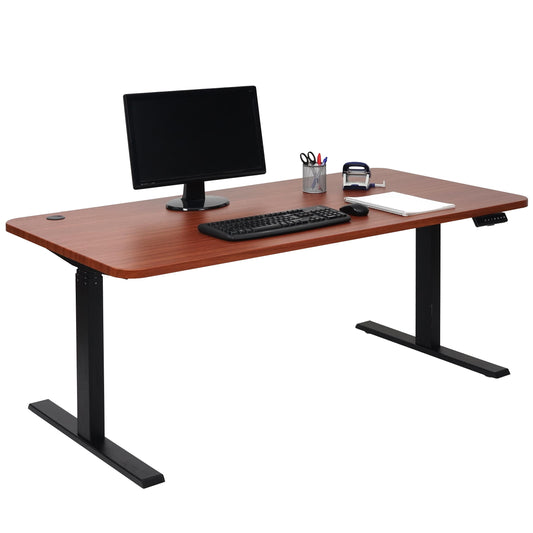Bureau MCW-D40, computerbureau, elektrisch in hoogte verstelbaar 160x80cm 53kg MVG ~ naturel, zwart
