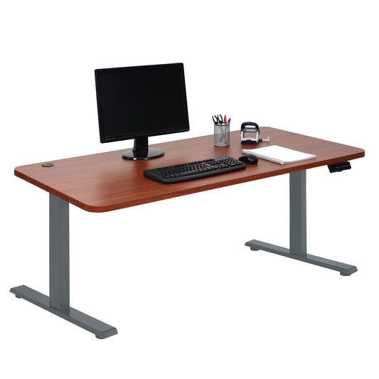 Bureau MCW-D40, computerbureau, elektrisch in hoogte verstelbaar 160x80cm 53kg MVG ~ naturel, antracietgrijs