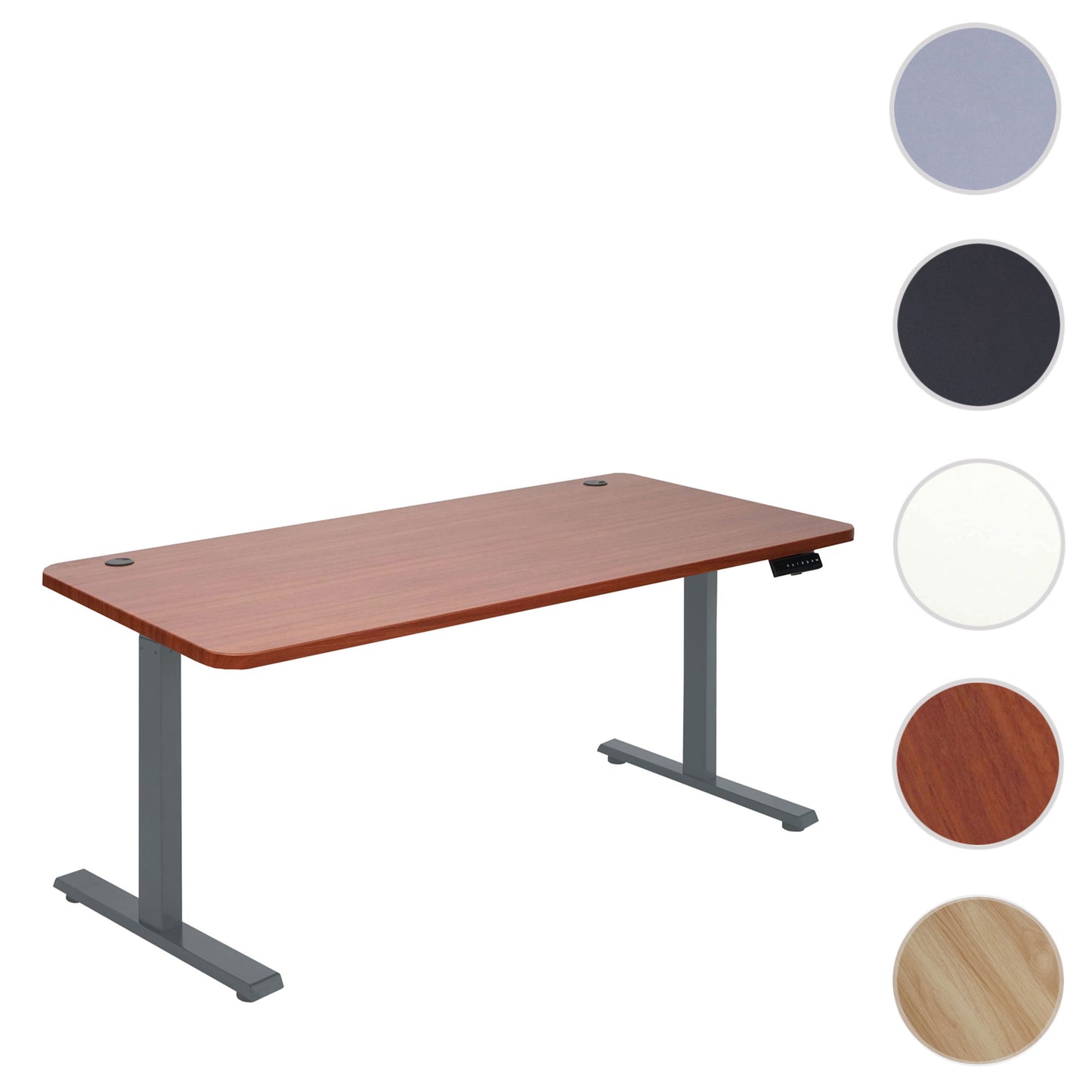 Bureau MCW-D40, computerbureau, elektrisch in hoogte verstelbaar 160x80cm 53kg MVG ~ naturel, antracietgrijs