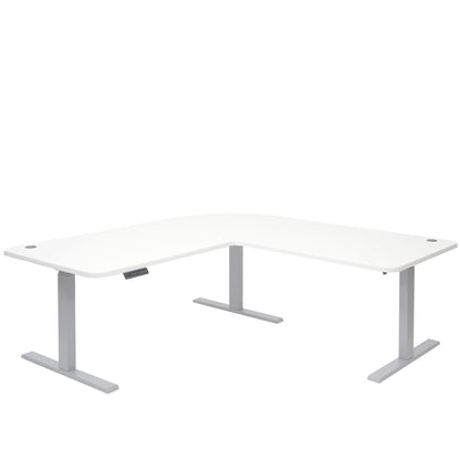 Hoekbureau MCW-D40, computerbureau elektrisch in hoogte verstelbaar 178x178cm 84kg MVG ~ wit, grijs