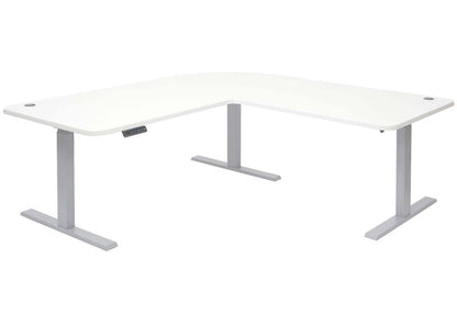 Hoekbureau MCW-D40, computerbureau elektrisch in hoogte verstelbaar 178x178cm 84kg MVG ~ wit, grijs