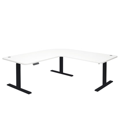 Hoekbureau MCW-D40, computerbureau elektrisch in hoogte verstelbaar 178x178cm 84kg MVG ~ wit, zwart