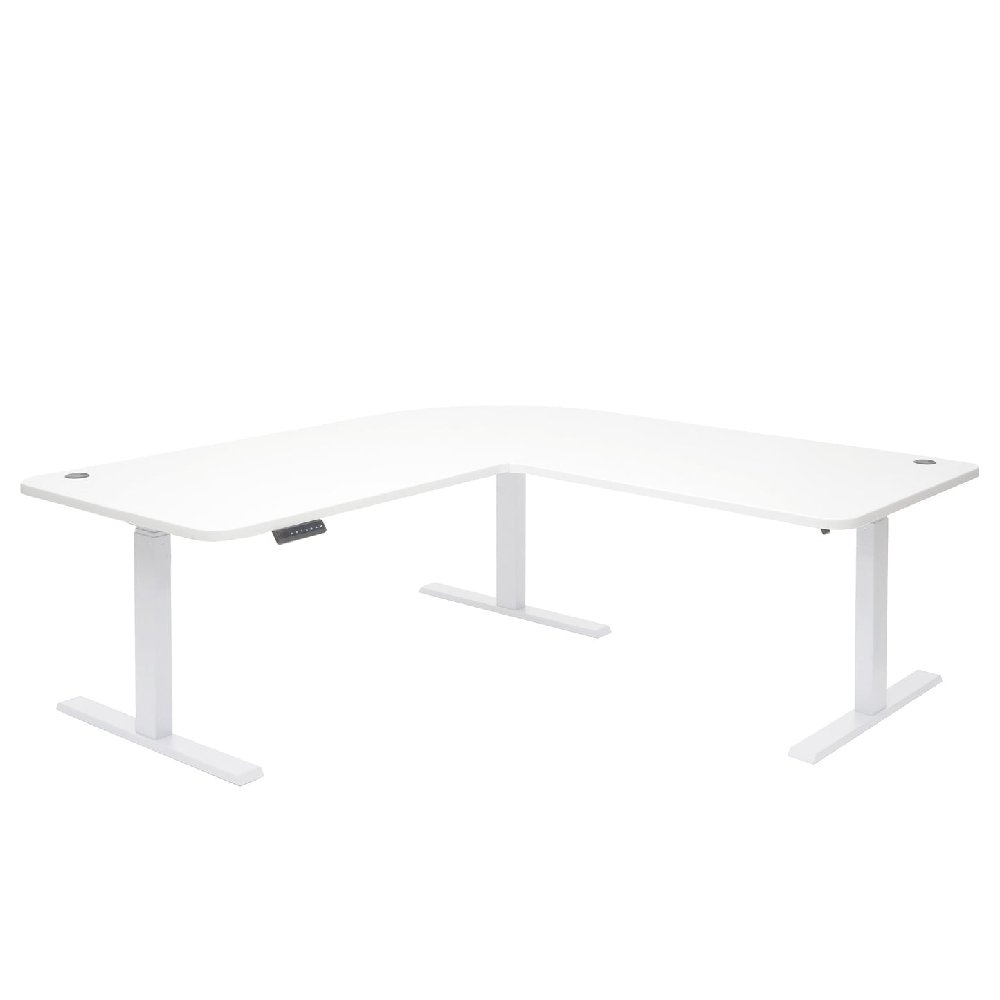 Hoekbureau MCW-D40, computerbureau elektrisch in hoogte verstelbaar 178x178cm 84kg MVG ~ wit, wit