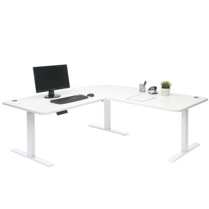 Hoekbureau MCW-D40, computerbureau elektrisch in hoogte verstelbaar 178x178cm 84kg MVG ~ wit, wit
