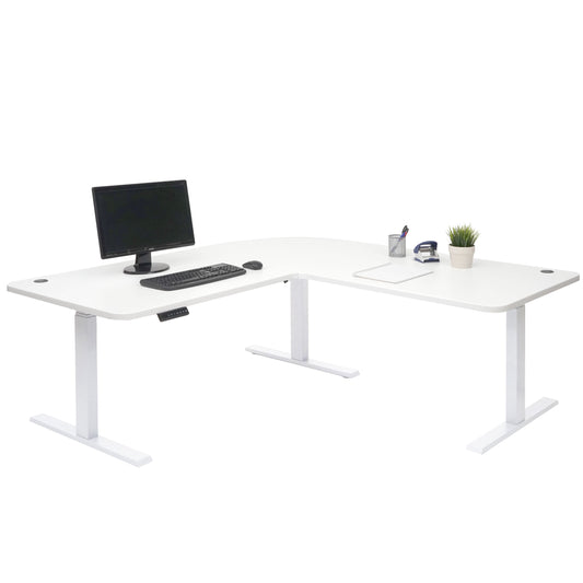 Hoekbureau MCW-D40, computerbureau elektrisch in hoogte verstelbaar 178x178cm 84kg MVG ~ wit, wit