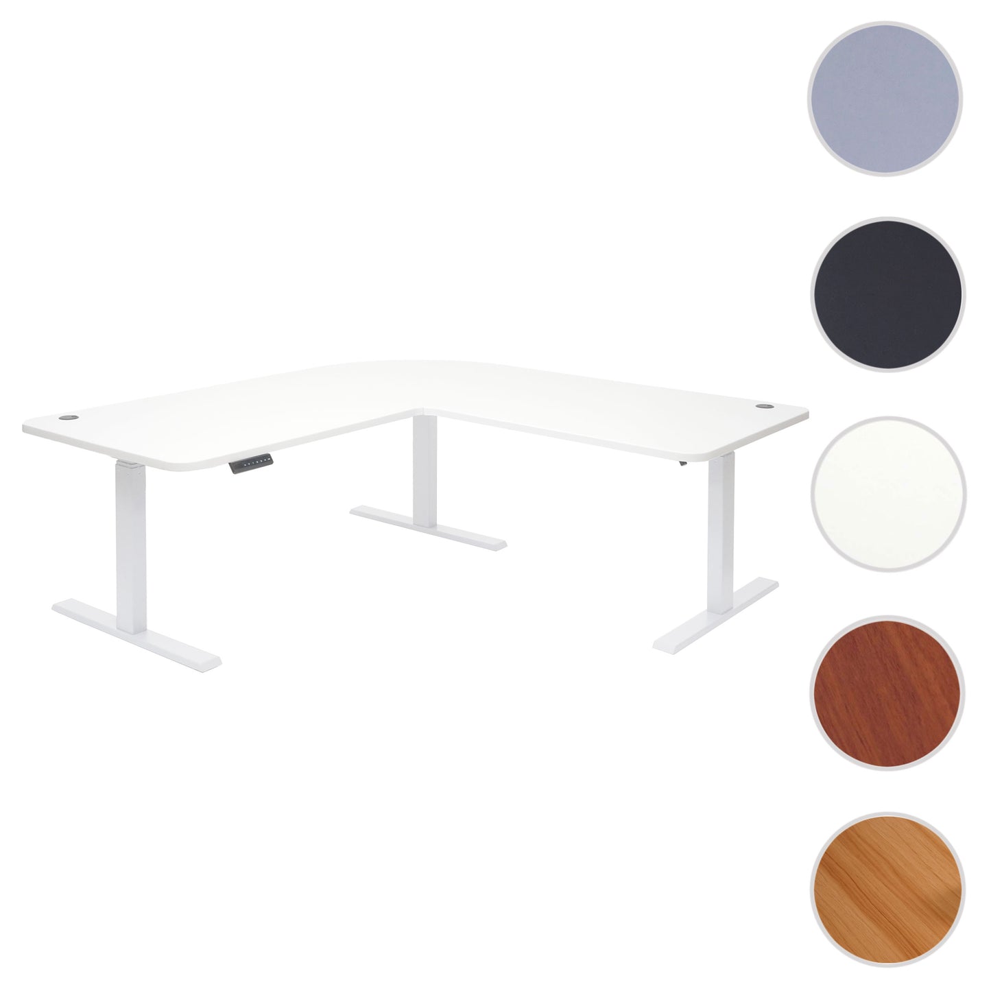 Hoekbureau MCW-D40, computerbureau elektrisch in hoogte verstelbaar 178x178cm 84kg MVG ~ wit, wit