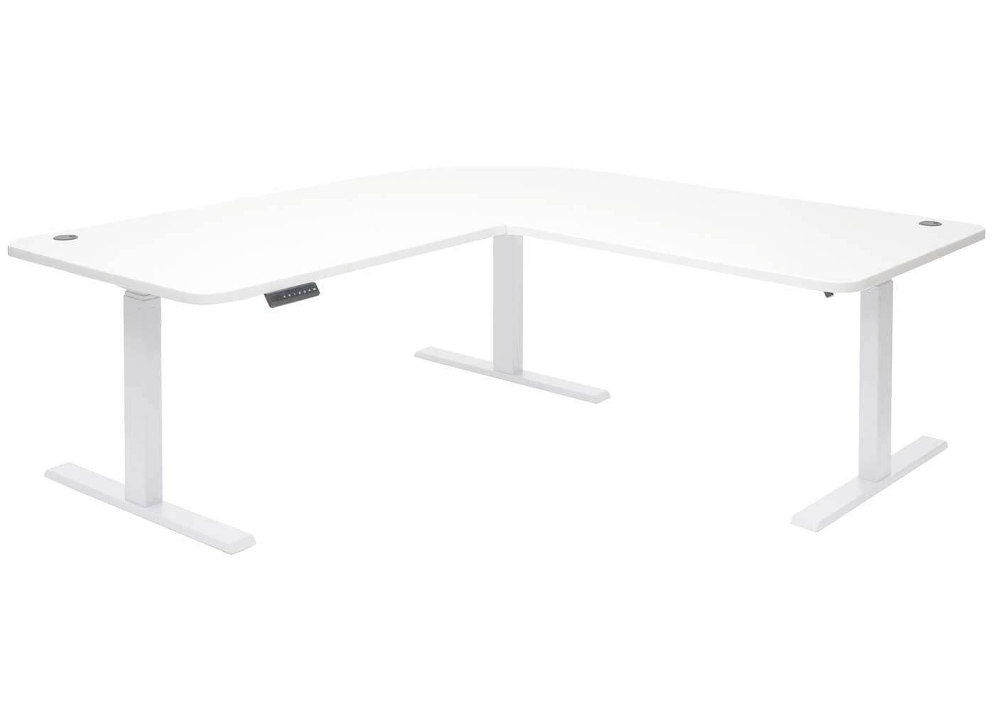 Hoekbureau MCW-D40, computerbureau elektrisch in hoogte verstelbaar 178x178cm 84kg MVG ~ wit, wit