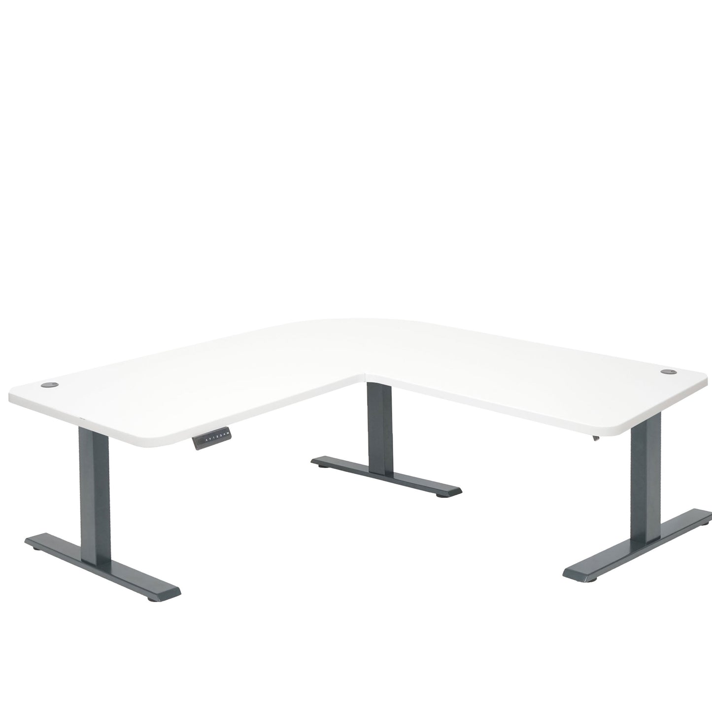 Hoekbureau MCW-D40, computerbureau elektrisch in hoogte verstelbaar 178x178cm 84kg MVG ~ wit, antracietgrijs