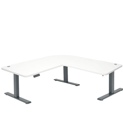 Hoekbureau MCW-D40, computerbureau elektrisch in hoogte verstelbaar 178x178cm 84kg MVG ~ wit, antracietgrijs