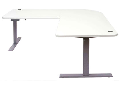 Hoekbureau MCW-D40, computerbureau elektrisch in hoogte verstelbaar 178x178cm 84kg MVG ~ wit, antracietgrijs