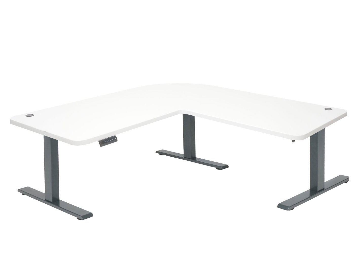 Hoekbureau MCW-D40, computerbureau elektrisch in hoogte verstelbaar 178x178cm 84kg MVG ~ wit, antracietgrijs