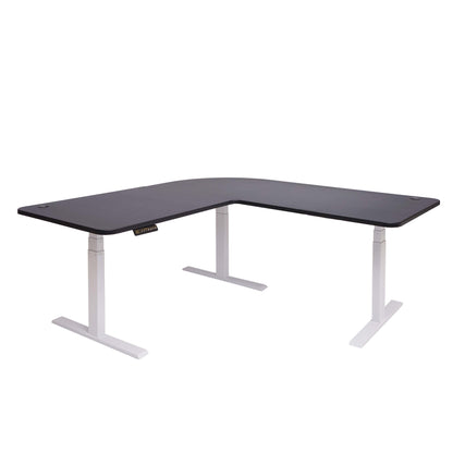 Hoekbureau MCW-D40, computerbureau elektrisch in hoogte verstelbaar 178x178cm 84kg MVG ~ zwart, wit
