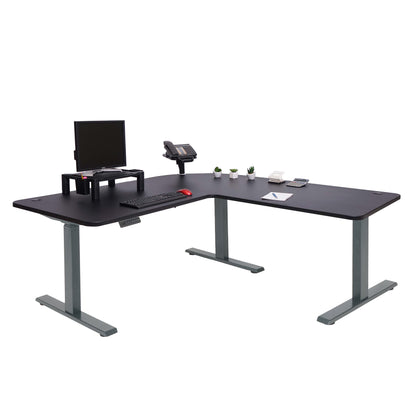 Hoekbureau MCW-D40, computerbureau elektrisch in hoogte verstelbaar 178x178cm 84kg MVG ~ zwart, antracietgrijs