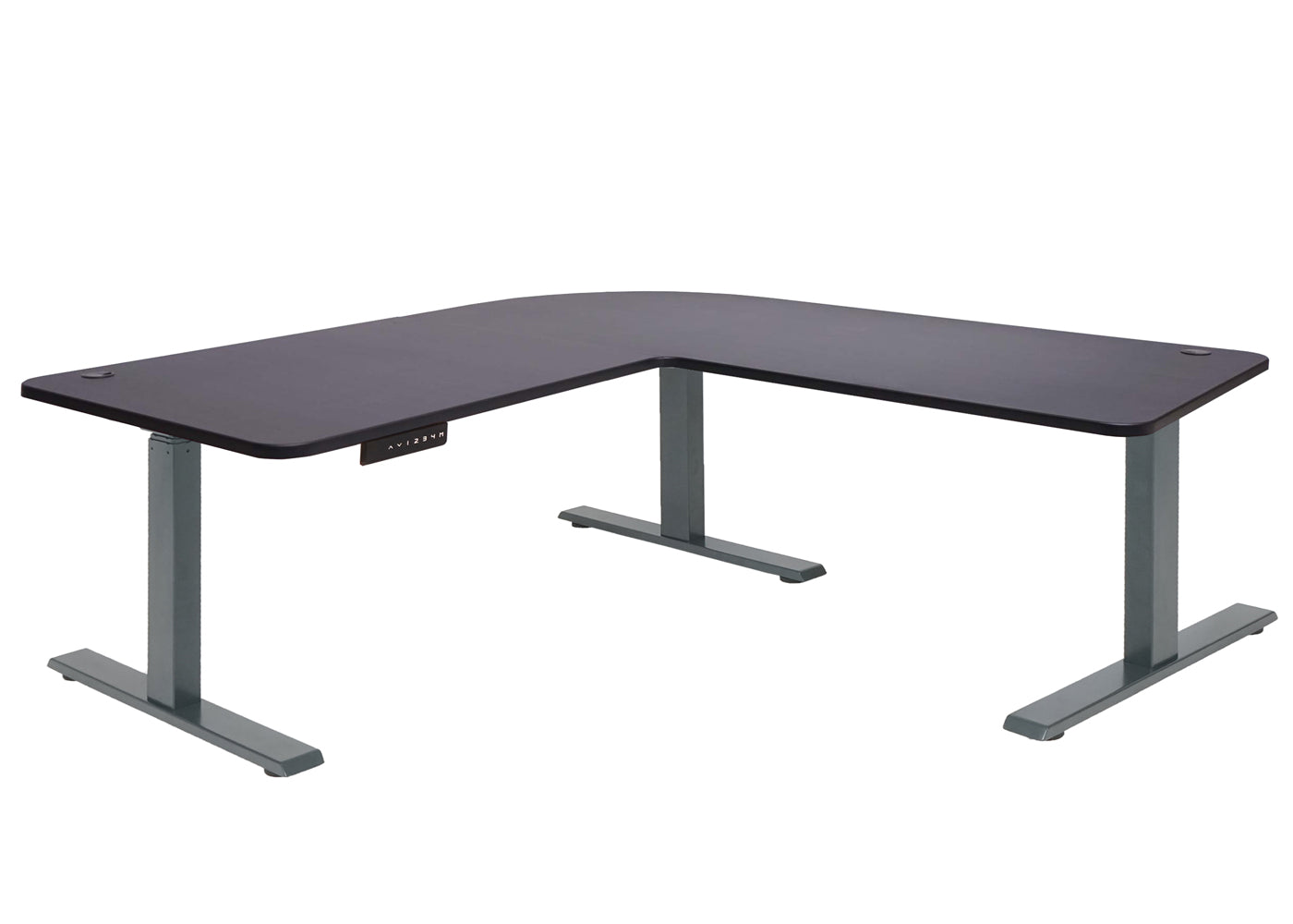 Hoekbureau MCW-D40, computerbureau elektrisch in hoogte verstelbaar 178x178cm 84kg MVG ~ zwart, antracietgrijs