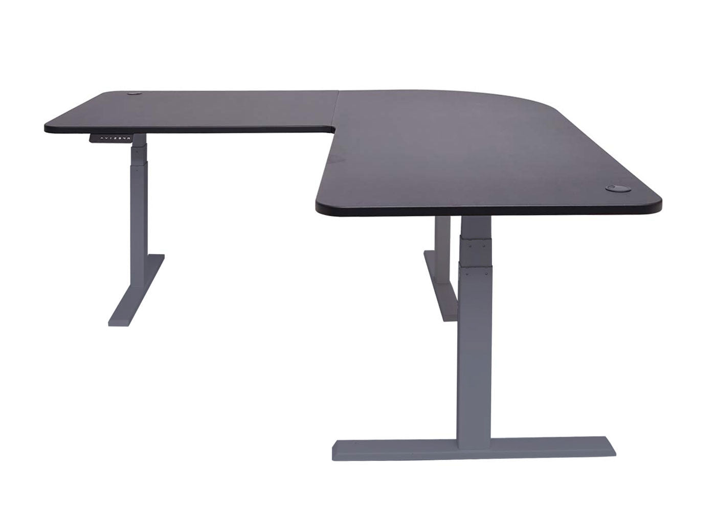 Hoekbureau MCW-D40, computerbureau elektrisch in hoogte verstelbaar 178x178cm 84kg MVG ~ zwart, antracietgrijs
