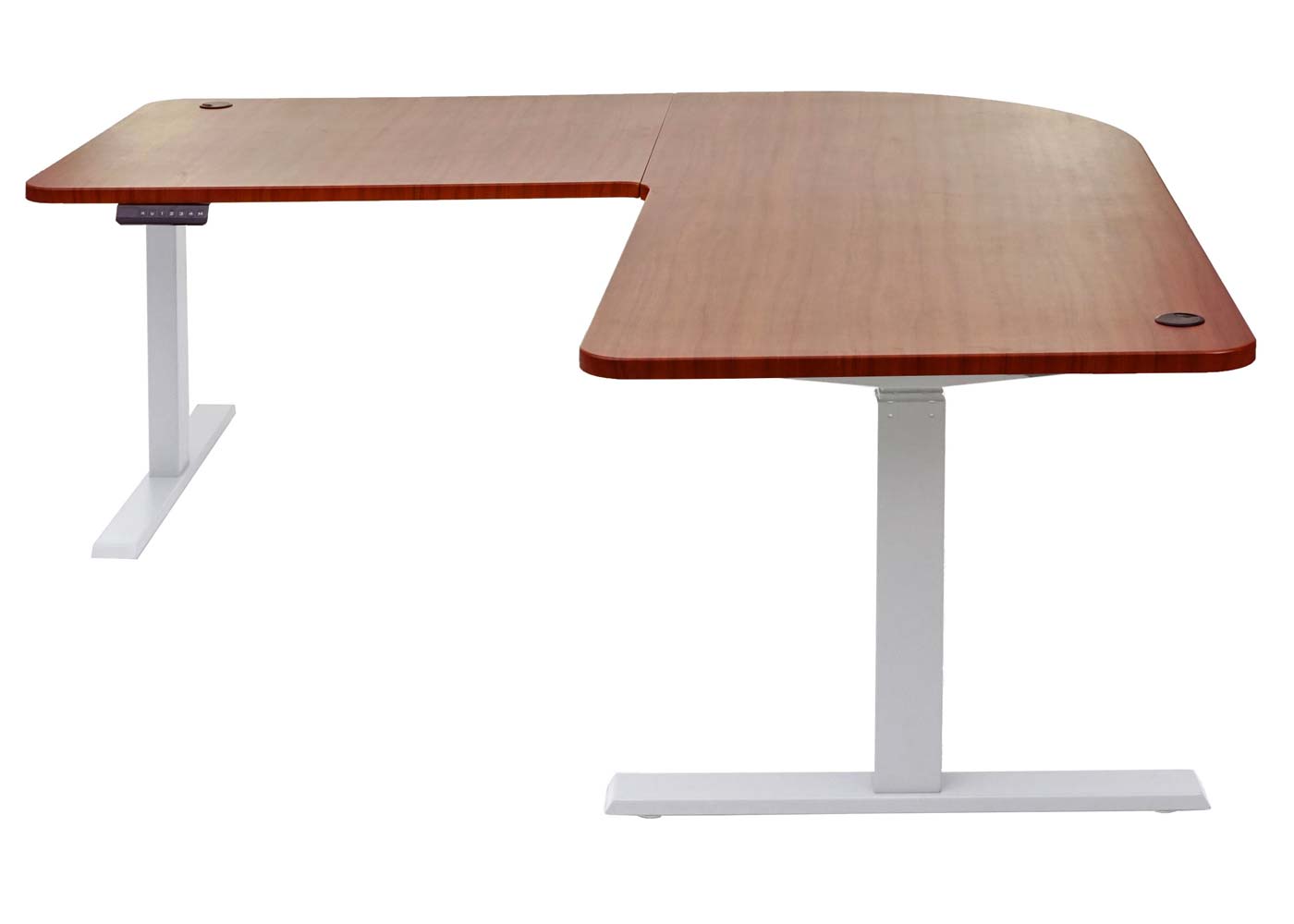 Hoekbureau MCW-D40, computerbureau elektrisch in hoogte verstelbaar 178x178cm 84kg MVG ~ naturel, grijs