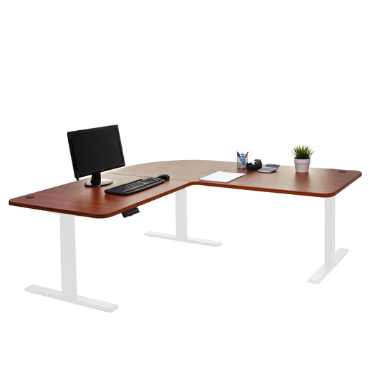 Hoekbureau MCW-D40, computerbureau elektrisch in hoogte verstelbaar 178x178cm 84kg MVG ~ naturel, wit