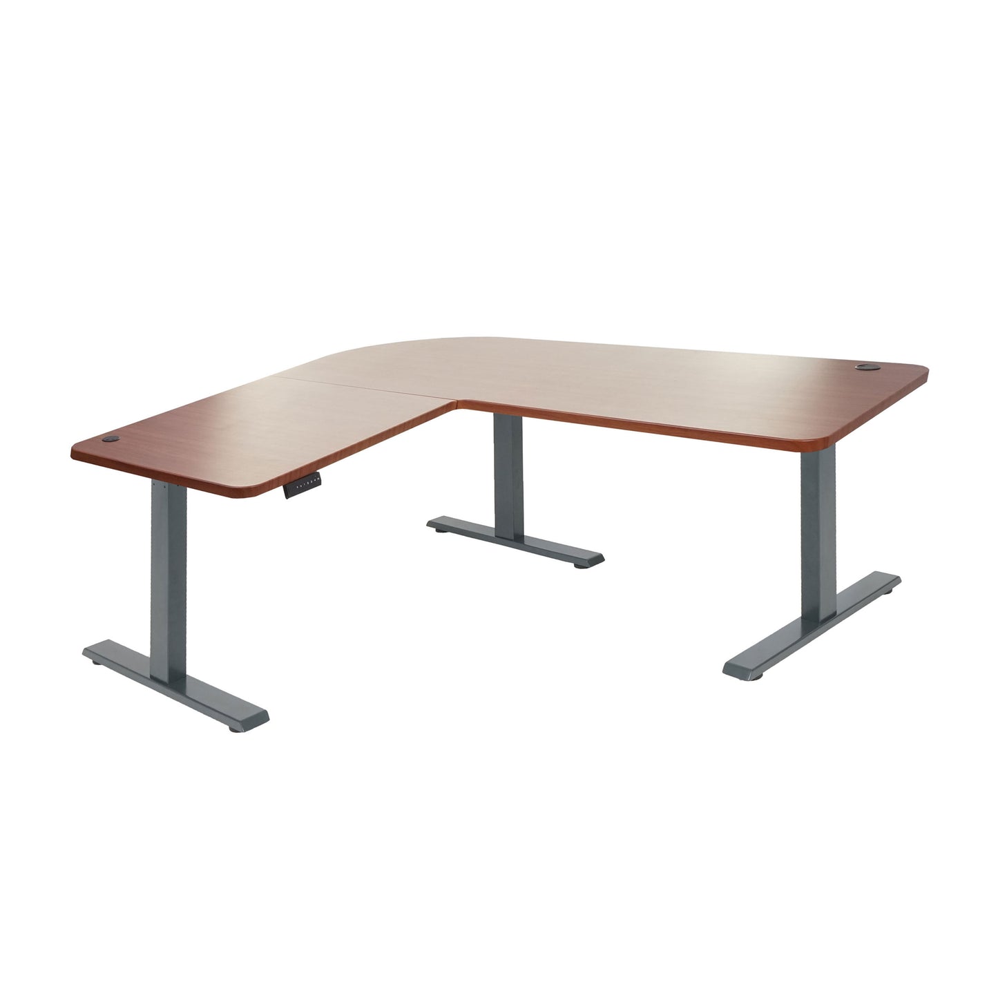Hoekbureau MCW-D40, computerbureau elektrisch in hoogte verstelbaar 178x178cm 84kg MVG ~ naturel, antracietgrijs