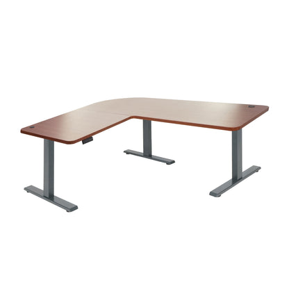 Hoekbureau MCW-D40, computerbureau elektrisch in hoogte verstelbaar 178x178cm 84kg MVG ~ naturel, antracietgrijs