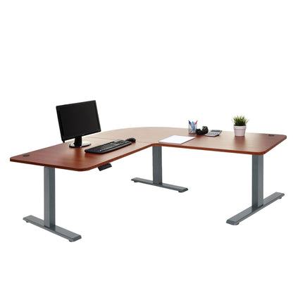 Hoekbureau MCW-D40, computerbureau elektrisch in hoogte verstelbaar 178x178cm 84kg MVG ~ naturel, antracietgrijs