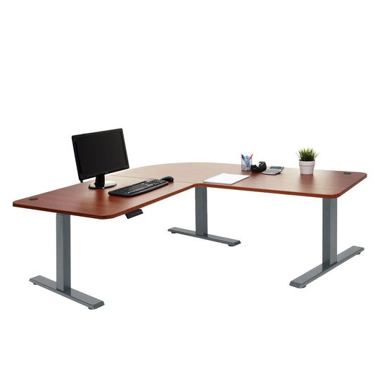 Hoekbureau MCW-D40, computerbureau elektrisch in hoogte verstelbaar 178x178cm 84kg MVG ~ naturel, antracietgrijs