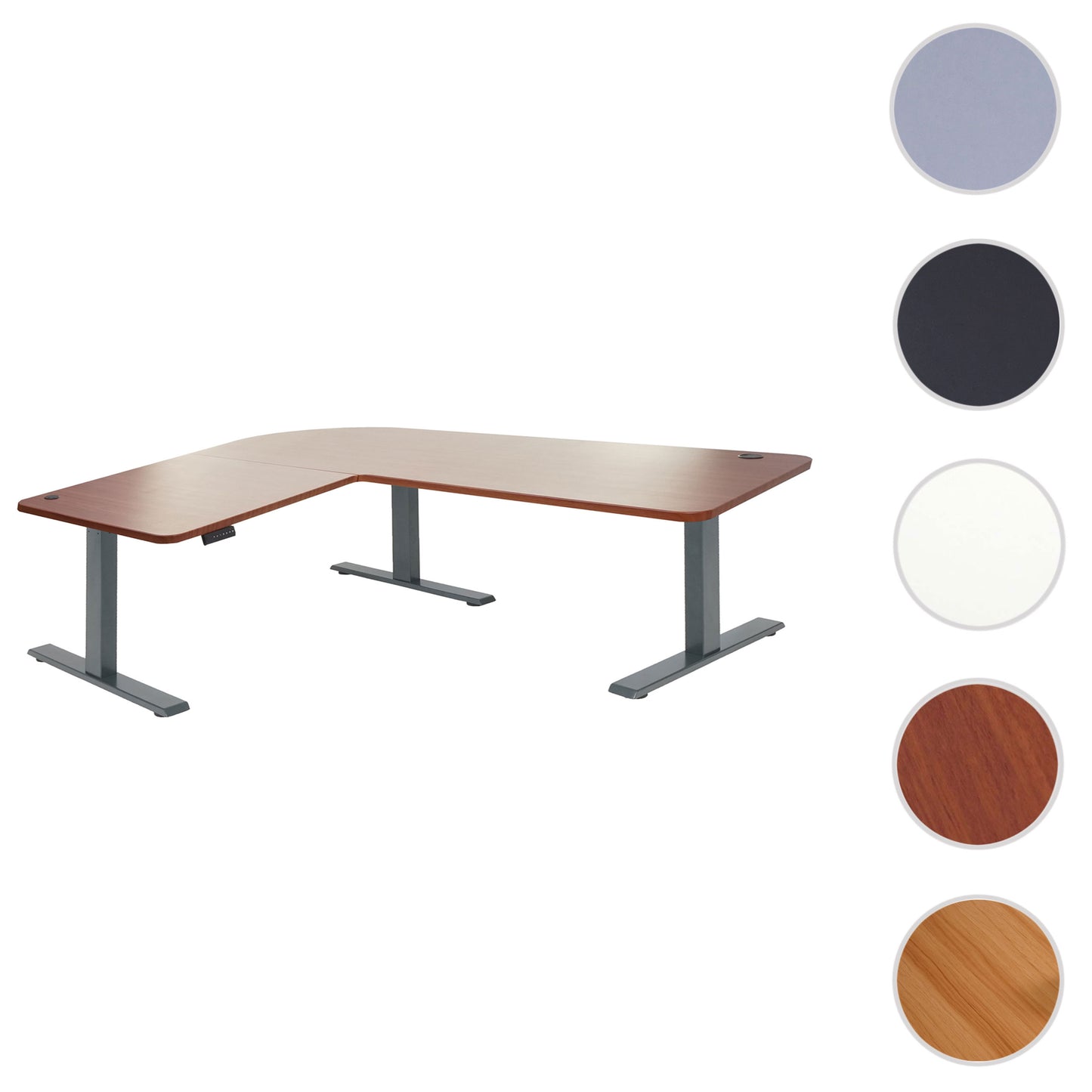 Hoekbureau MCW-D40, computerbureau elektrisch in hoogte verstelbaar 178x178cm 84kg MVG ~ naturel, antracietgrijs
