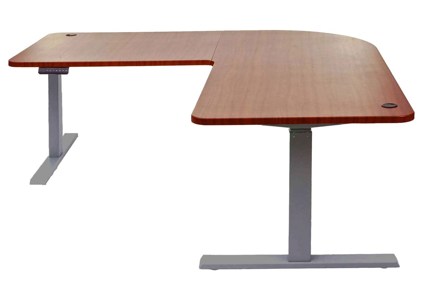 Hoekbureau MCW-D40, computerbureau elektrisch in hoogte verstelbaar 178x178cm 84kg MVG ~ naturel, antracietgrijs