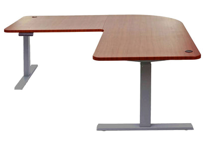 Hoekbureau MCW-D40, computerbureau elektrisch in hoogte verstelbaar 178x178cm 84kg MVG ~ naturel, antracietgrijs