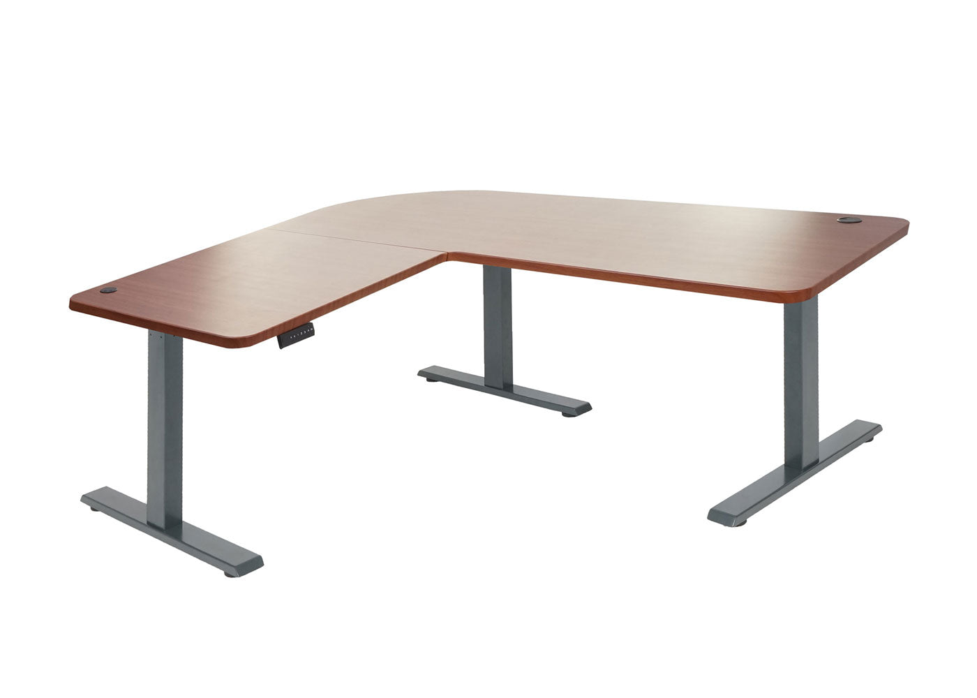 Hoekbureau MCW-D40, computerbureau elektrisch in hoogte verstelbaar 178x178cm 84kg MVG ~ naturel, antracietgrijs