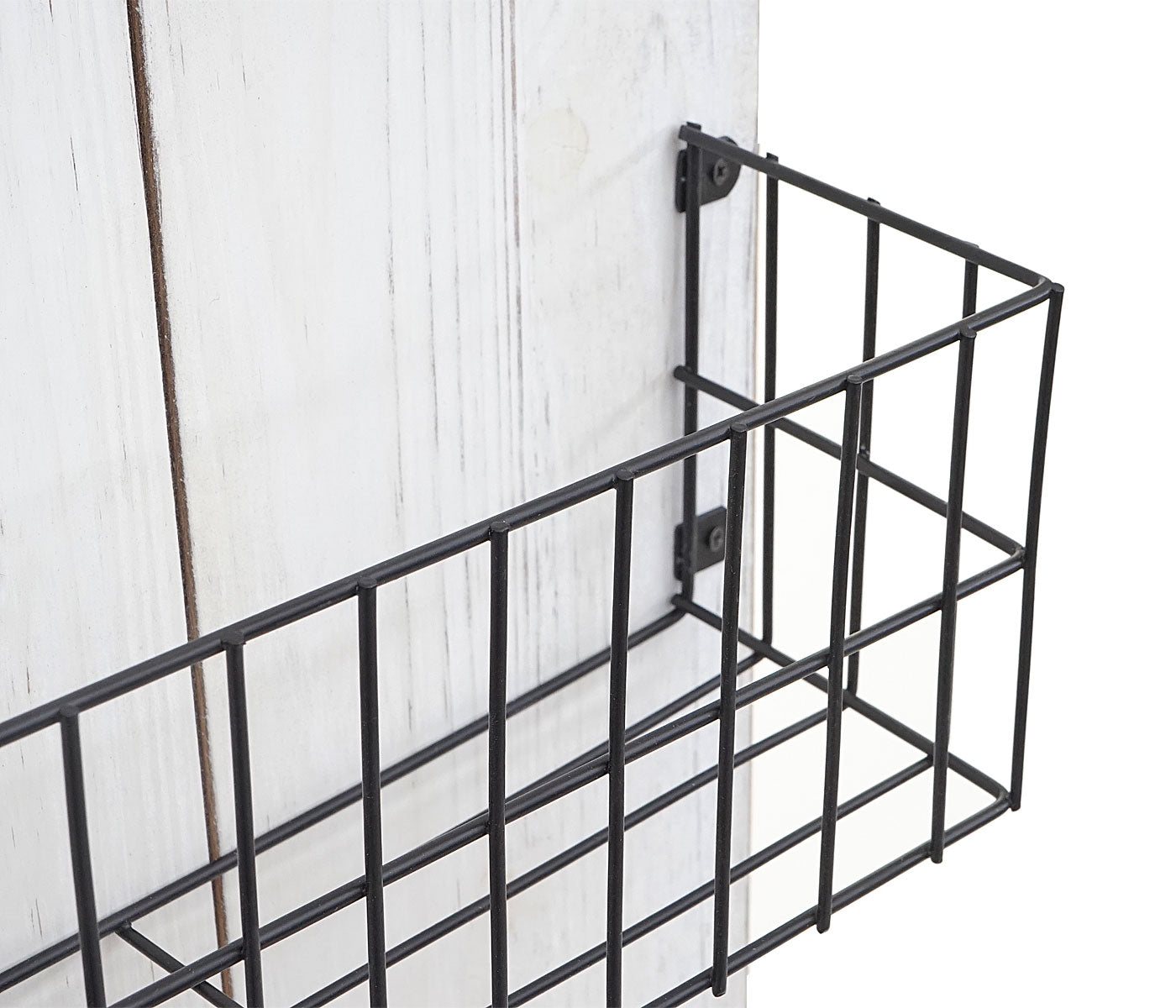 Wandplank MCW-D42, wandpaneel houten plank Legplank met manden, massief hout ~ wit shabby, 70x40x10cm