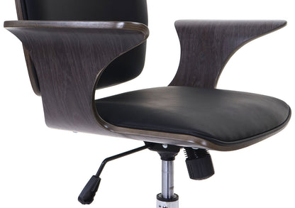 Bureaustoel MCW-C54, directiedraaistoel, gebogen hout kunstleder ~ grijs, zwarte bekleding