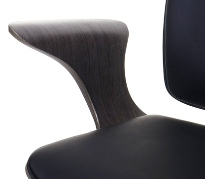 Bureaustoel MCW-C54, directiedraaistoel, gebogen hout kunstleder ~ grijs, zwarte bekleding