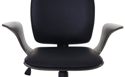 Bureaustoel MCW-C54, directiedraaistoel, gebogen hout kunstleder ~ grijs, zwarte bekleding
