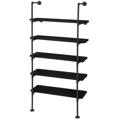 Staande plank MCW-C45, woonkamer plank boekenplank opbergplank, industrieel ontwerp hout metaal, 165x80x28cm ~ donkergrijs