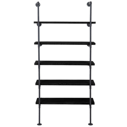 Staande plank MCW-C45, woonkamer plank boekenplank opbergplank, industrieel ontwerp hout metaal, 165x80x28cm ~ donkergrijs