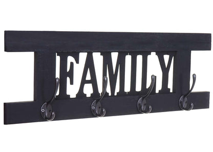 Wandkapstok MCW-C60 Familie, kapstok, kapstokpaneel, shabby look vintage 60x21cm ~ donkergrijs