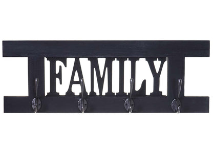 Wandkapstok MCW-C60 Familie, kapstok, kapstokpaneel, shabby look vintage 60x21cm ~ donkergrijs