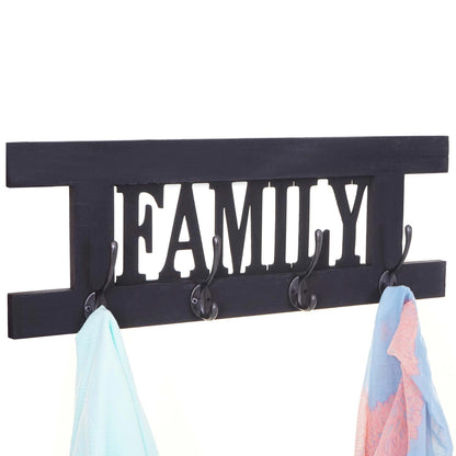 Wandkapstok MCW-C60 Familie, kapstok, kapstokpaneel, shabby look vintage 60x21cm ~ donkergrijs