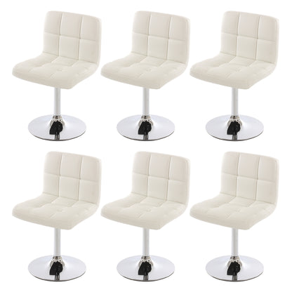 Set van 6 eetkamerstoelen Bureaustoel Stoel Kavala kunstleer chroom ~ wit
