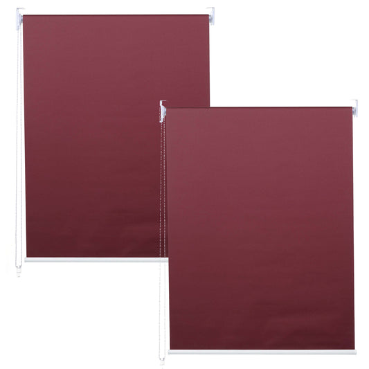 Set van 2 rolgordijnen MCW-D52, raamrolgordijn zijtrekgordijn, 120x230cm ondoorzichtige zonwering ~ bordeaux