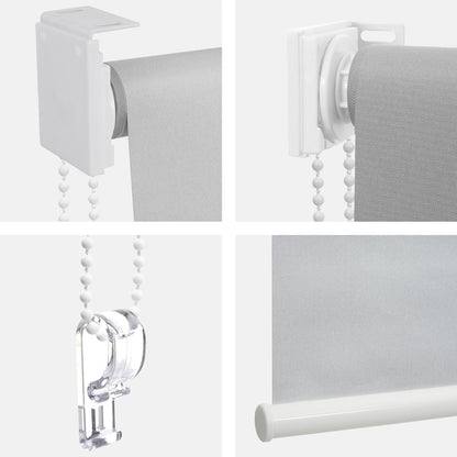 Set van 4 rolgordijnen MCW-D52, raamrolgordijn zijdelings uittrekbaar, 120x230cm ondoorzichtige zonwering ~ rood/wit/beige