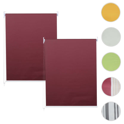 Set van 2 rolgordijnen MCW-D52, raamrolgordijn zijtrekgordijn, 120x230cm ondoorzichtige zonwering ~ bordeaux