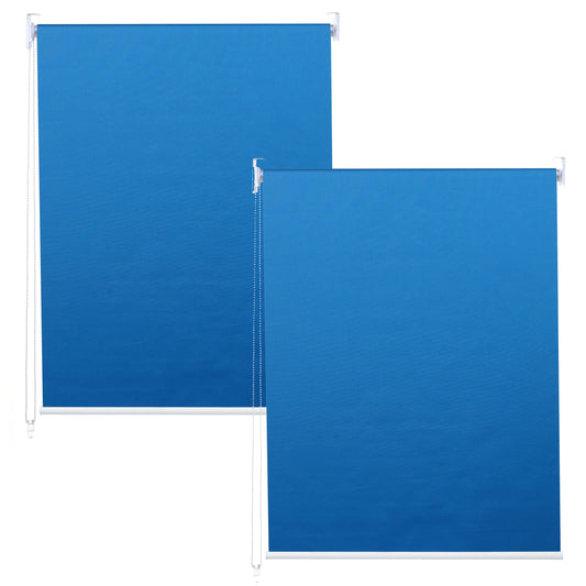 Set van 2 rolgordijnen MCW-D52, raamrolgordijn zij-trekgordijn, 120x230cm ondoorzichtige zonwering ~ blauw