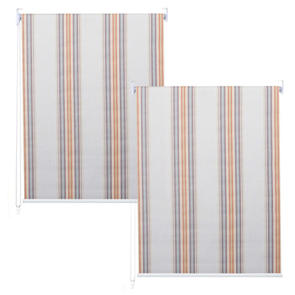 Set van 2 rolgordijnen MCW-D52, raamrolgordijn zij-trekgordijn, 120x230cm ondoorzichtige zonwering ~ grijs/bruin/oranje